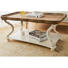 Solid Manufactured Wood Coffee Table Natural Wood Tray-Style