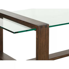 Coffee Table Modern Design Constructed Of Mindi Solids and Tempered Glass Ideal For Living Room