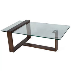 Coffee Table Modern Design Constructed Of Mindi Solids and Tempered Glass Ideal For Living Room