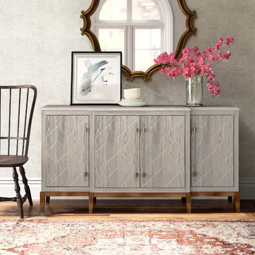 Kidham 68" Wide Sideboard Blending the Retro Style of Mid Century Designs Eight Flared Legs