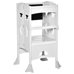 Gray Kids Solid Wood Step Stool Easy Folding Design