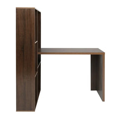 Walnut L-Shape Desk Computer Desk and Bookshelf Perfect for Space Saving