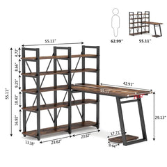 L-Shape Desk Large Computer Desk with 10 Storage Shelves Perfect for Orgnaize