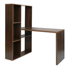 Walnut L-Shape Desk Computer Desk and Bookshelf Perfect for Space Saving