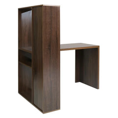 Walnut L-Shape Desk Computer Desk and Bookshelf Perfect for Space Saving