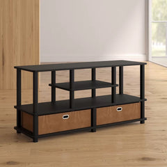 Espresso Black Brown Lansing Two Lower Drawers with Sound Bar Shelf