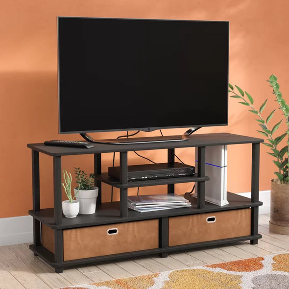 Espresso Black Brown Lansing Two Lower Drawers with Sound Bar Shelf