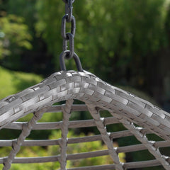 Outdoor Wicker Hanging Basket Chair with Cushion - Gray/ Black. Perfect Addition to your Backyard, Patio, or Garden