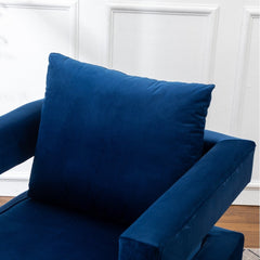 Lenola Contemporary Upholstered Accent Arm Chair - Blue Cut-Out Square Track Armrests and A Pillow Back that Lend A Look of Luxuriously Comfy