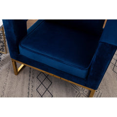 Lenola Contemporary Upholstered Accent Arm Chair - Blue Cut-Out Square Track Armrests and A Pillow Back that Lend A Look of Luxuriously Comfy