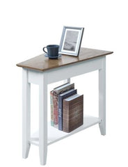 Aubrieta Wedge End Table - Driftwood Top/White Frame Transitional Style