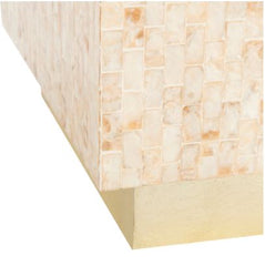 Beige/ Gold Rectangular Mosaic Side Table - 14.2" x 14.2" x 18.9"