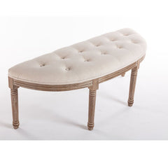 Upholstered Bench Half-Moon Design, Unique Half-Moon Tufted Bench