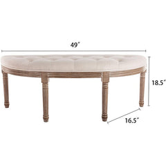 Upholstered Bench Half-Moon Design, Unique Half-Moon Tufted Bench