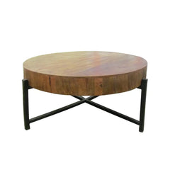 Natural Elm Coffee Table Solid Wood Reclaimed Elm Fused with Black Iron