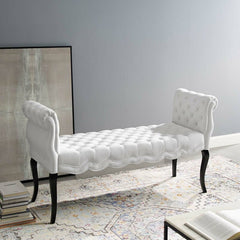 White Mcarthur Upholstered Bench Beautiful Accent or Extra Seating Solution