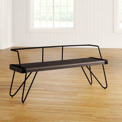 Antique/Walnut Mia Bench Blend of Metal and Solid Wood