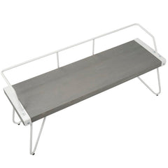 Vintage White/Gray Mia Bench Blend of Metal and Solid Wood