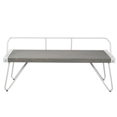 Vintage White/Gray Mia Bench Blend of Metal and Solid Wood