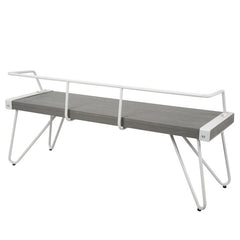 Vintage White/Gray Mia Bench Blend of Metal and Solid Wood