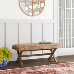 Solid Wood Bench Create A Relaxed and Casual Space with this Wood Bench Complements the Tightly Woven Water Hyacinth Seat