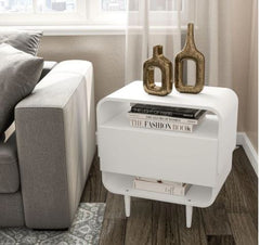 Nightstand, White 4 legs 1 Drawer Provide Essential Storage Space and Comfort Near your Bed