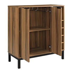 Teak Orion Bar Cabinet Crafted from Manufactured Wood Eight Bottle Wine Rack