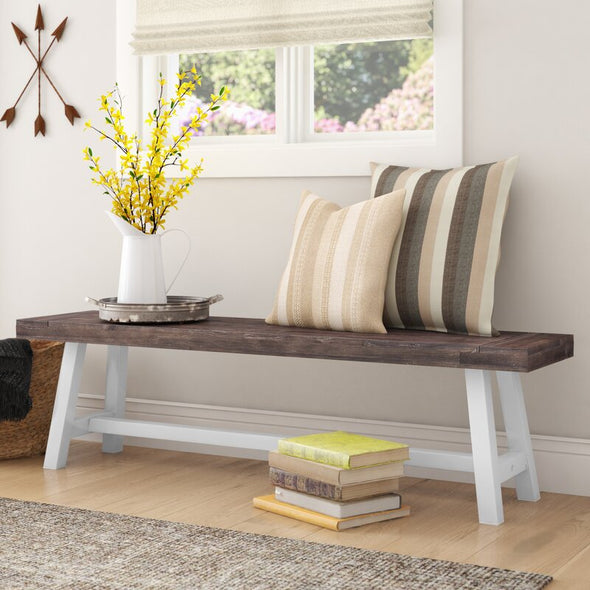 Sandblast Dark Brown/White Wood Bench Add A Perfect Focal Point to your Kitchen Space with this Wood Bench