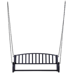 2 Person Front Hanging Porch Swing Bench, Ourdoor Steel Weather Resistant Swing with Chains, 50''L Durable Solid Steel Supports up to 500 lbs