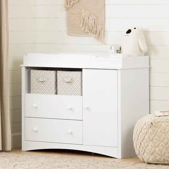 Pure White Peek-a-boo Changing Table Dresser Perfect for Organize