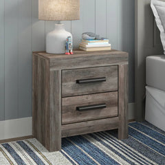 Penkridge 2 Drawer Nightstand Rustic Gray Finish Farmhouse Style with Two USB Ports