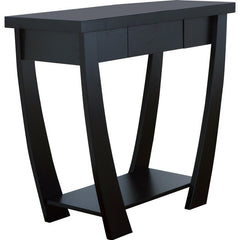 Black Console Table Single Storage Drawer Runs Smoothly on Metal Glides FixedSshelf Below for Storage or Display Space