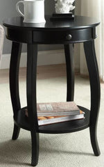 Black Shropshire End Table with Storage Transitional Silhouette Black Finish