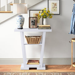 White 31.5'' Console Table Ideal Option for Smaller Living Rooms and Entryways Two Lower Shelves