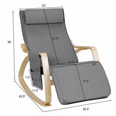 Rocking Chair Solid and Durable Curved Armrest Removable Cushion