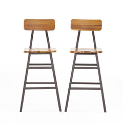 Set of 2 Acacia Wood Bar Stool 28-inch Laminated Acacia Wood Creates Stable Seats and Backs