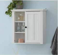 White Engineered Wood Bathroom Single Door Storage Wall Cabinet