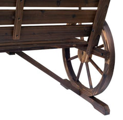 Rustic Outdoor Patio Wagon Wheel Wooden Bench Chair, for your Garden, Patio, or Entryway