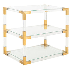 Bronze Brass Acrylic End Table Modern & Contemporary, Transitional, Glam