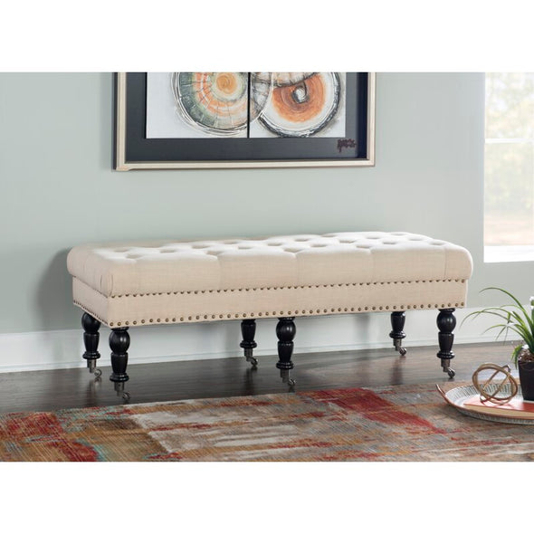 62” W x 19.63” D x 17.75” H Upholstered Bench Whether Placed in the Entryway Or At the Foot of the Bed, this Bench Brings Traditional Style