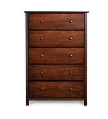 5 Drawer Solid Wood Chest Grain Wood Furniture Shaker, Cherry