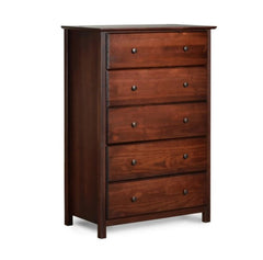 5 Drawer Solid Wood Chest Grain Wood Furniture Shaker, Cherry