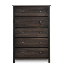 5 Drawer Solid Wood Chest Wood Furniture Shaker, Espresso