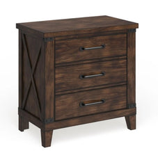 3 Drawer Nightstand Epona Rustic Dark Walnut