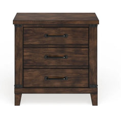 3 Drawer Nightstand Epona Rustic Dark Walnut