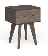 2 Drawer Light Charcoal Nightstand Mid-century Modern Flair