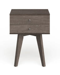 2 Drawer Light Charcoal Nightstand Mid-century Modern Flair