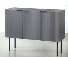 1 Valen Channel Front Sideboard Charcoal Grey perfect for Drinkware, Table Linens or your Vinyl Record Collection