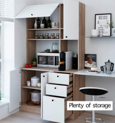 1 White Pantry Kitchen Microwave Storage Cabinet Contemporary Focal Point in your Kitchen