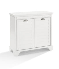 2 Lydia Linen Pull-open Compartments Hamper in White